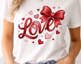 Love Bow PNG, Valentine's Day Heart Design (Digital Download)