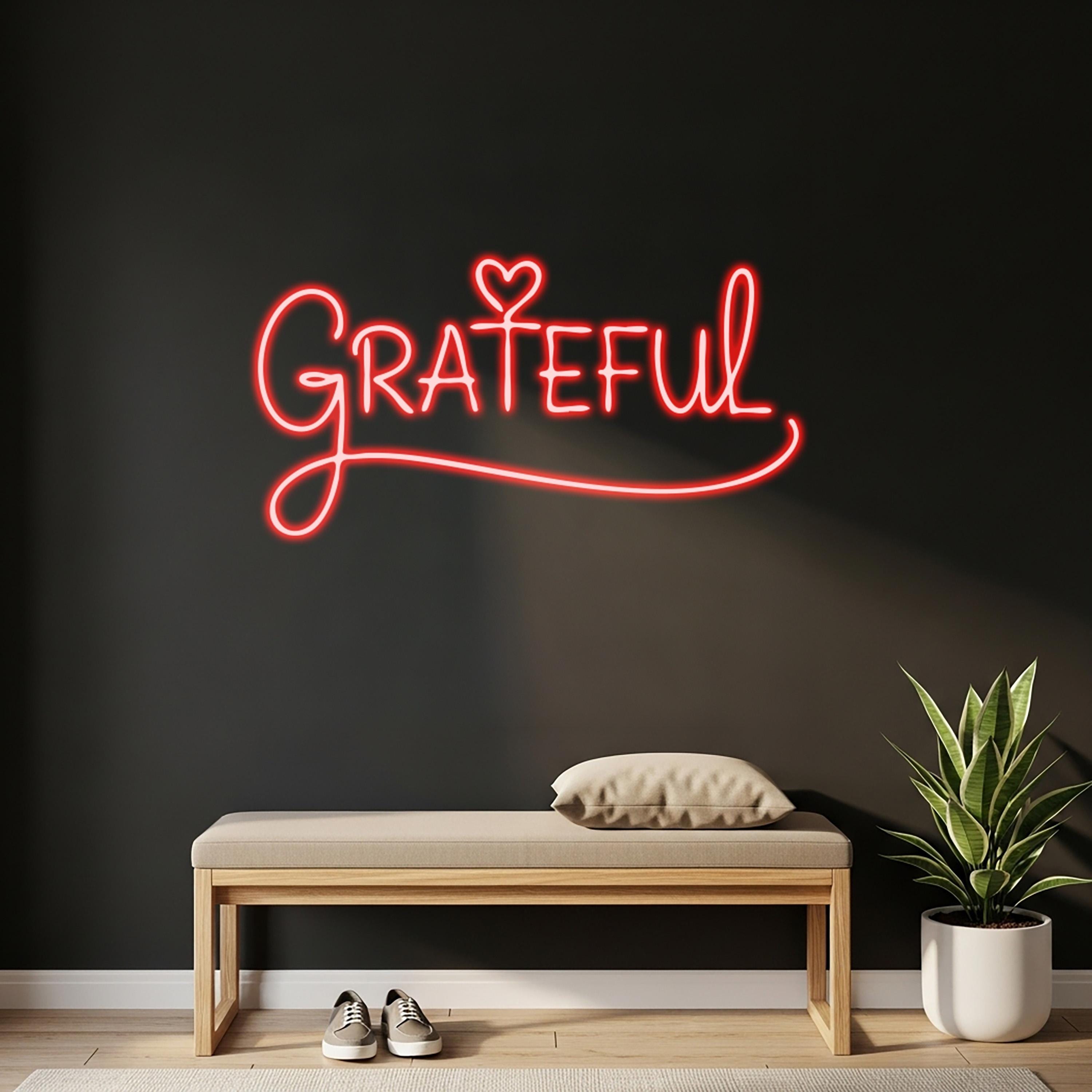 Led Signs Inspiration Grateful LED Neon Sign, Inspirational Wall Light, Home Decor, Studio ...