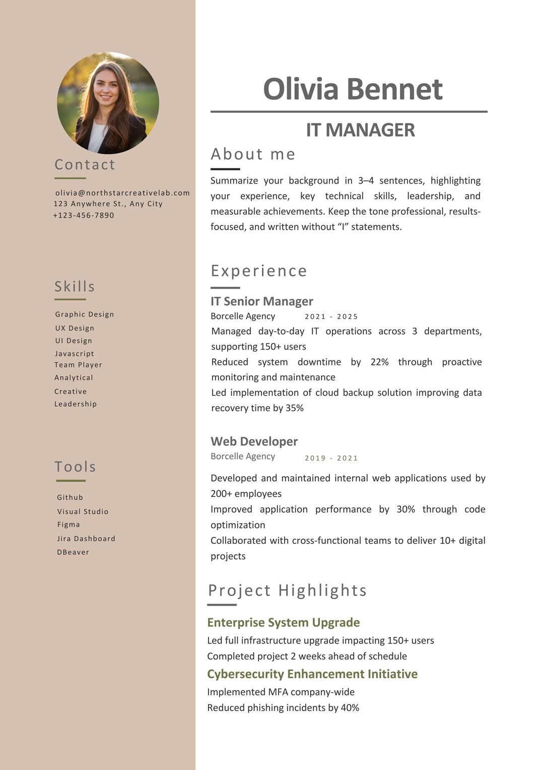 ATS Resume Template for Software Engineers | Modern Tech CV for Google ...