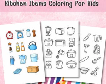 Kitchen Utensils Coloring Pages for Kids | Printable Line Art (PDF)