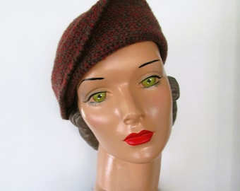 Hand Crochet Sou'wester Cloche Hat Wool/Silk 1930's Style