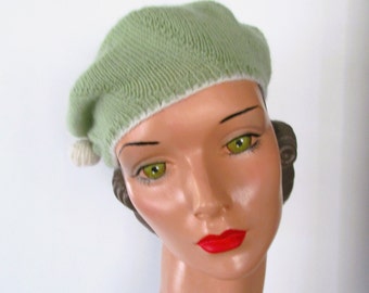 Hand Knit Beret 1930's Style Downton Abbey Alpaca Wool