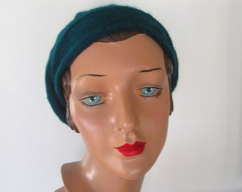 Hand Knit Beret 1930s Style Velveno Downton Abbey Hat Ready to Ship