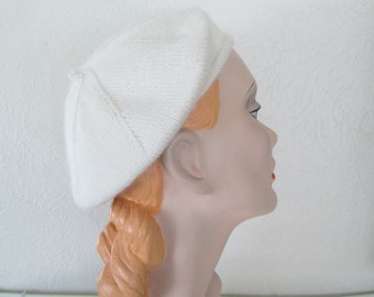 Hand Knit Beret Classic French Vintage 1930s Style  Ready to ship Angora Wool