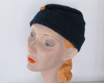 Hand Knit Pixie Hat 1930's Downton Abbey Style Pure Wool/Shetland