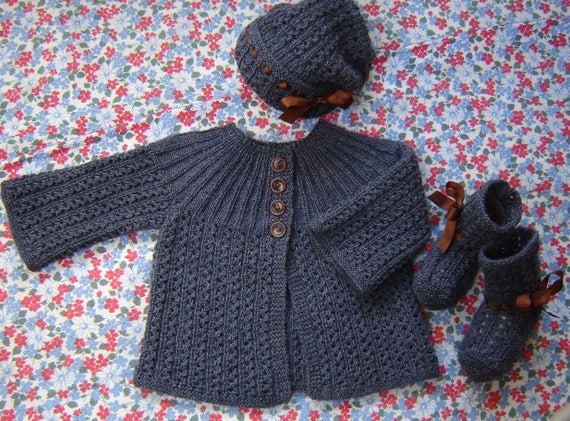 PDF Knitting Pattern Baby Matinee Set Vintage Ribbed Lace | Etsy