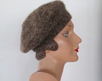 Hand Knit Guernsey Potato Peel Pie Hat 1940's Style Alpaca/Silk/ Wool