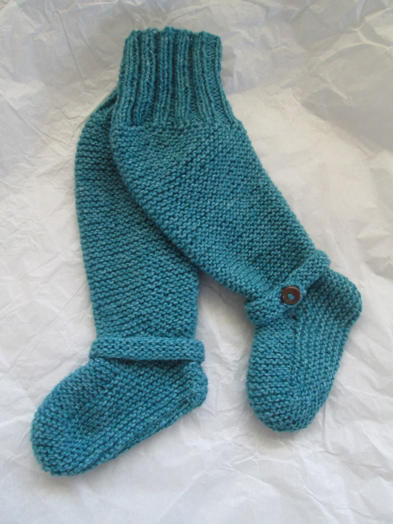 PDF Knitting Pattern Baby Knee Booties Leggings Garter Stitch image 1
