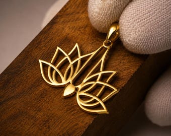 Lotus Panchaloha-hänge 2,5 cm helig andlig lotusblomma minimalistisk hinduisk yogasmycke handgjord meditationsberlock