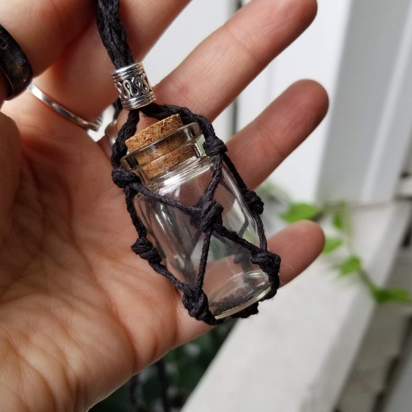 Interchangeable Vial - Spell Jar Hemp Necklace - Choice of color hemp