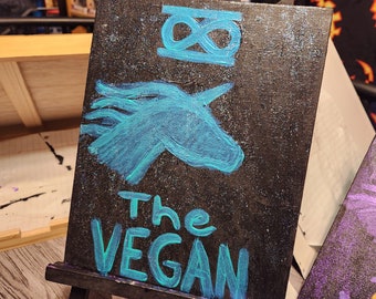 THE VEGAN Tarot Card Painting - Acrylic Color Shifting with Glitter - Includes Donation to an Animal Sanctuary