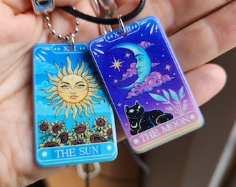 Choose Your Tarot Card Resin Pendant on Ball Chain or Cotton Cord Necklace