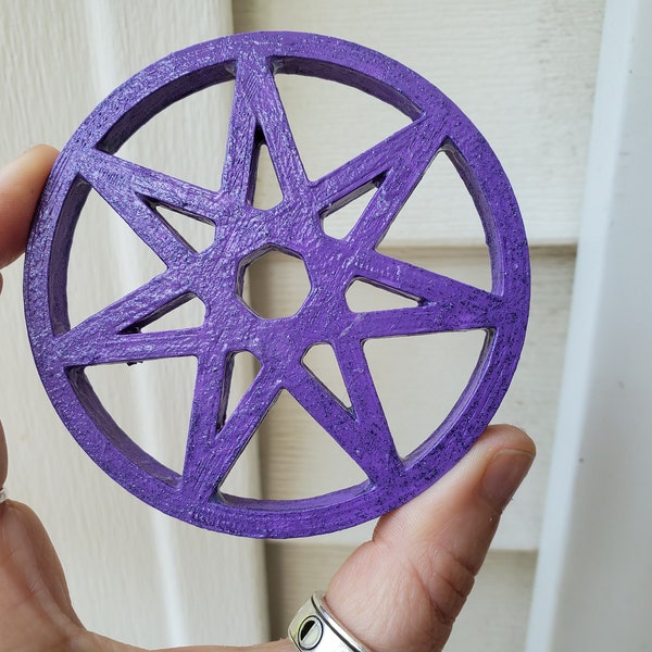 Custom Color Hand Painted 3D printed Faery Star - Septagram - For Altar, Display, etc