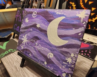 Moon Painting - Choice of Color - Acrylic Color Shifting and Metallic
