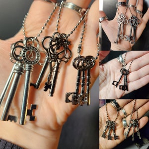 Hekate's Keys 3 Key Altar Charm Or Decorative Key Set - Choice of Large, Small or Extra Small and Tiny Black/Gun Metal or Large Silver