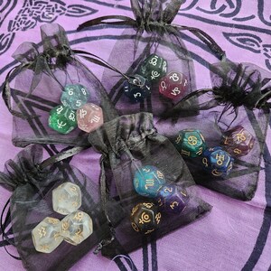 Astrology Tarot Divination Pouch 3 Die Sets in Black Pouch Choice of colors image 2