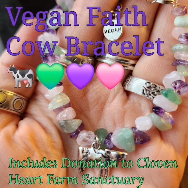 Vegan "Faith" Cow Bracelet Benefiting Cloven Heart Farm Sanctuary in Texas