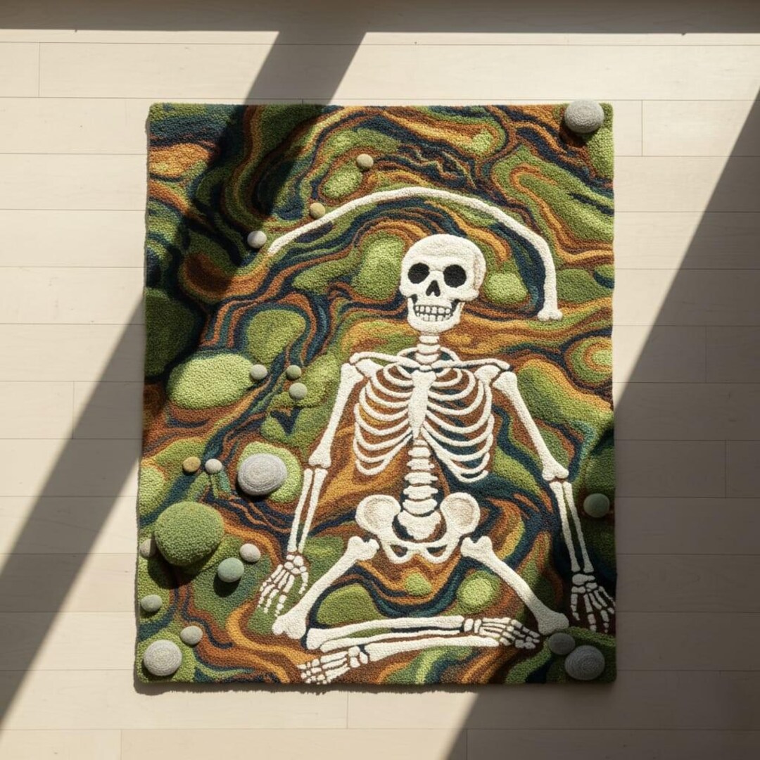Ruggable Skeleton Rug Skeleton Area Rug, Gothic Art Carpet, Dark Abstract Skull Floor Rug ...