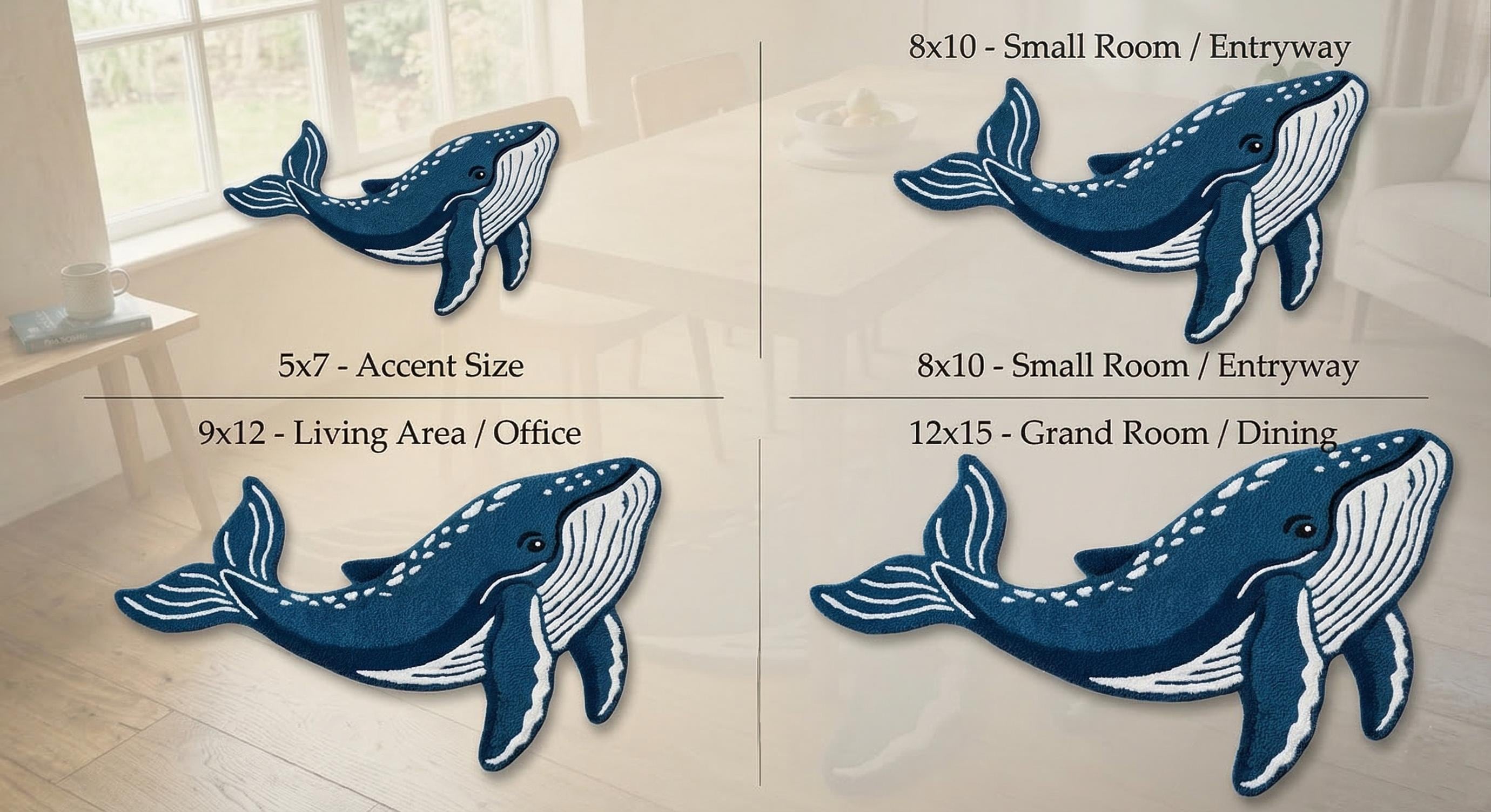 Handmade Blue Whale Shaped Tufted Rug, Ocean Animal Carpet, Kids Room ...