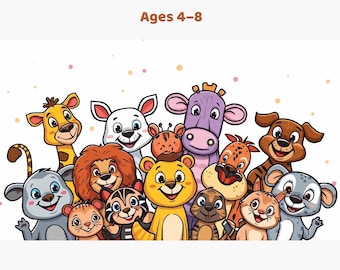 Tiere Malbuch für Kinder im Alter von 4–8 | Ausmalbilder Tiere | Druckbares PDF