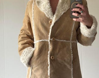 Women's B3 Suede Shearling Jacket | Vintage Brown 70's Suede Boho Jacket | Aviator Leather Jacket | Handmade Suede Blazer