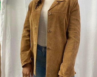 Vintage 70s Suede Leather Coat – Tan Brown Women’s Suede Blazer – Western Style Real Suede Outerwear – Boho Minimalist Fallout Coat