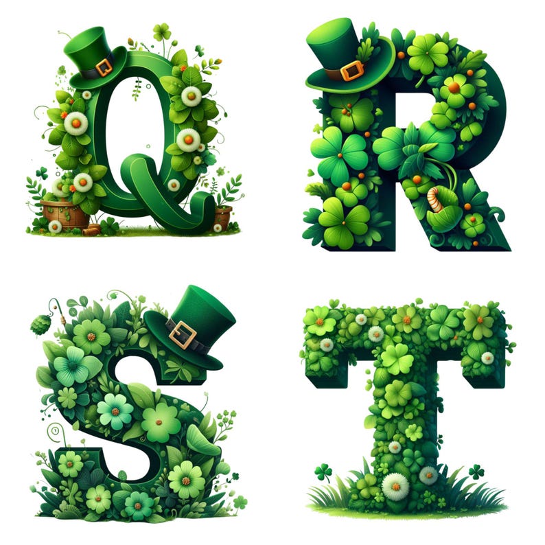 26 PNG Shamrock Alphabet PNG Clipart | St Patrick's Day Letters ...
