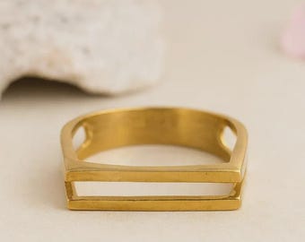 Handcrafted Brass Band Ring – Unisex Minimalist Vintage Style