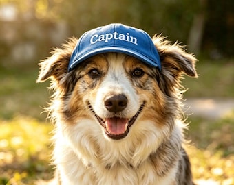 Custom Embroidered Name Caps for Dogs | Personalized Pet Hat, Dog Birthday Gift, Adjustable Puppy Cap,dog captain hat,dog mom hat