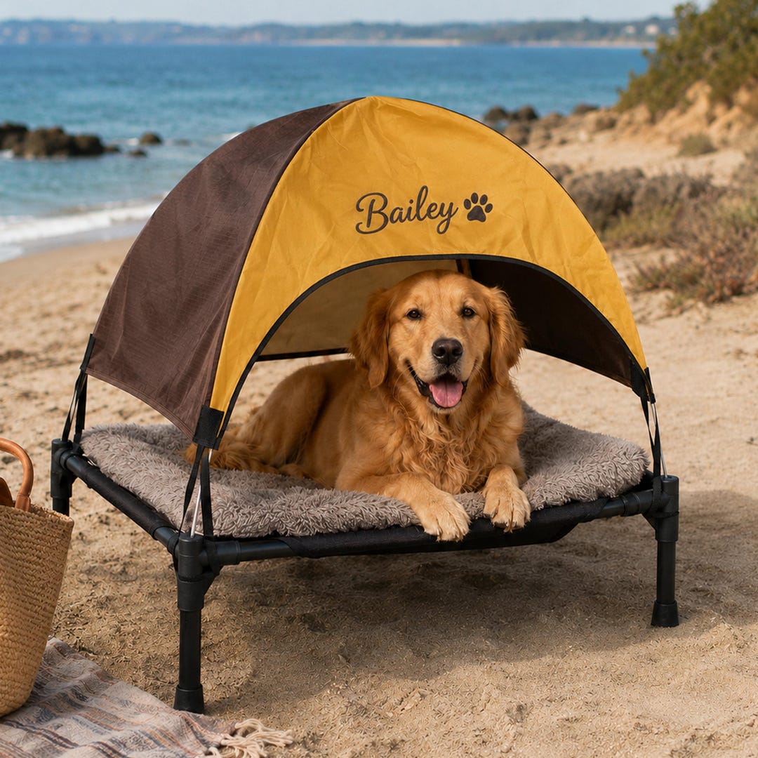 Custom Elevated Dog Bed With Canopy -raised Outdoor Pet Cot -cooling ...