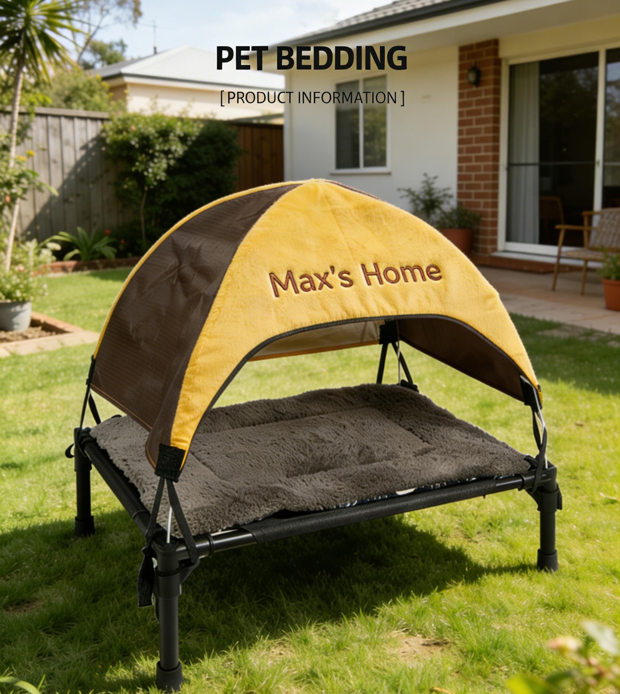 Custom Elevated Dog Bed With Canopy -raised Outdoor Pet Cot -cooling ...