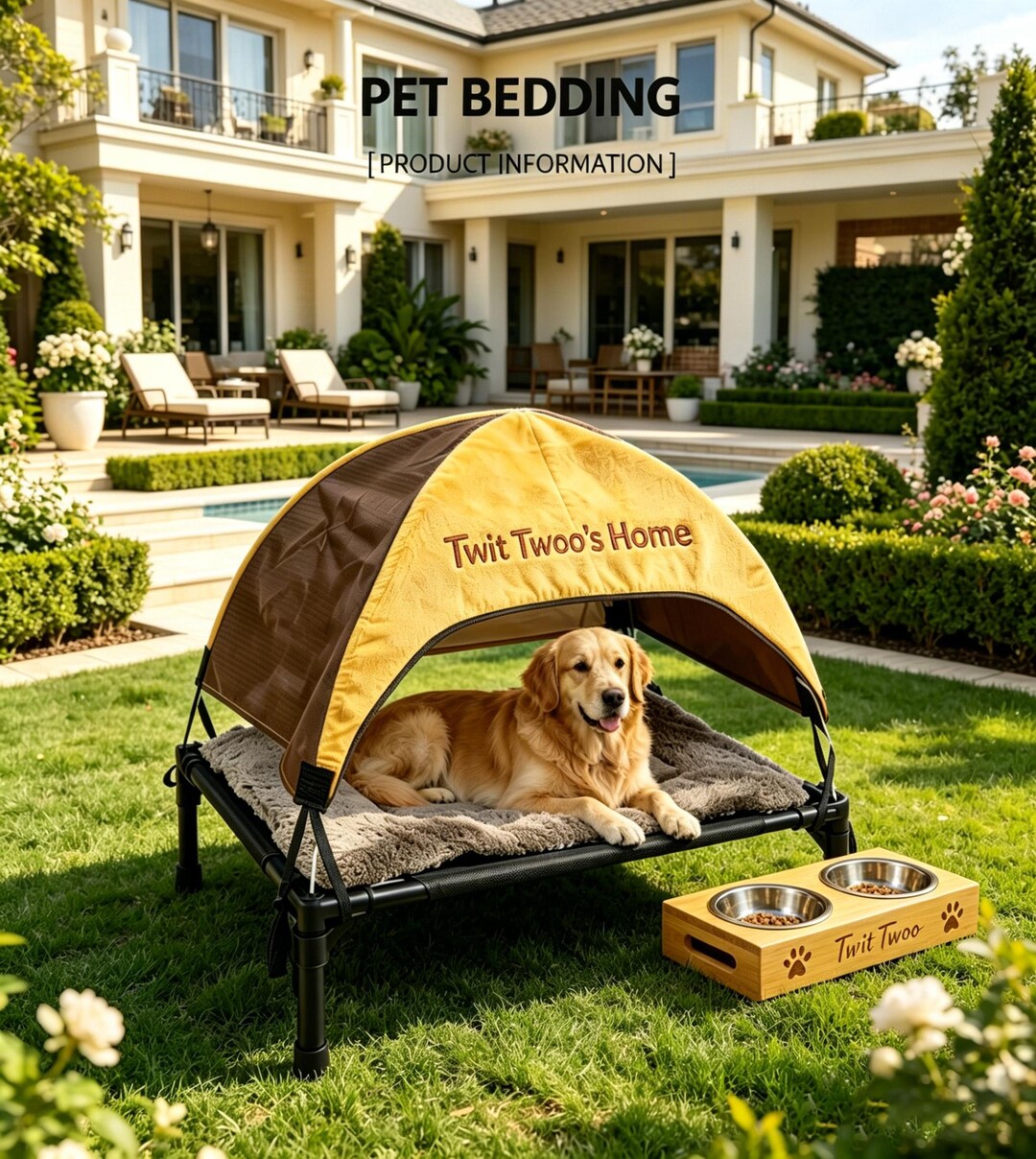Custom Elevated Dog Bed With Canopy -raised Outdoor Pet Cot -cooling ...