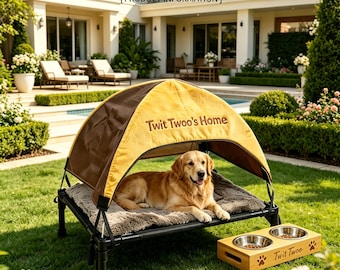 Custom Elevated Dog Bed with Canopy -Raised Outdoor Pet Cot -Cooling Doggy Bed-Personalized Pet Furniture -Raised Dog Bed for Indoor&Outdoor