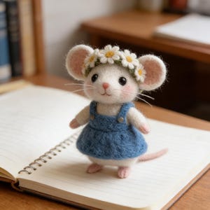 Ratinho artesanal em feltro de lã, com diferentes modelos de roupinhas fofas, mini peça decorativa para mesa ou prateleira, presente exclusivo para amantes de ratos.
