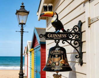 Guinness Tukan vägghängande dörrklocka, vintage irländsk pubdekor, Guinness bryggeri Dublin samlardörrklocka