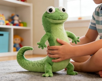 Lizard Tom Plush Toy, Cute Green Lizard Stuffed Animal, Soft Reptile Plush for Kids & Collectors, Lovely Character Plush for Play Decor