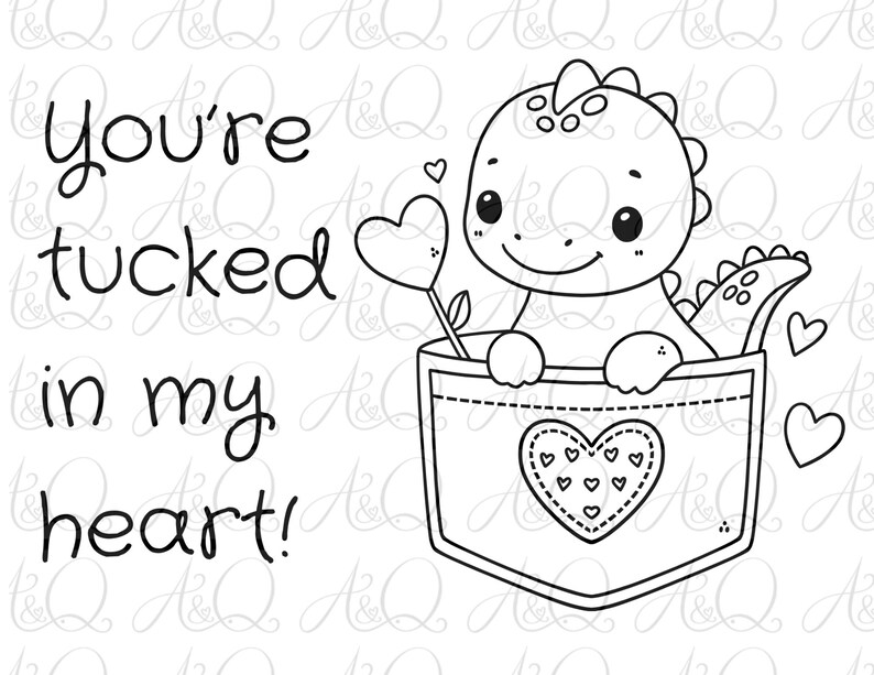 Dinosaur Valentine Coloring Pages 40 PDF Printable Pages Holiday ...