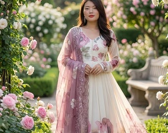 chiffon floral anarkali dress Shop Teal Green Chiffon Floral Anarkali Set Online
