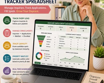 Spreadsheet voor het bijhouden van inschrijvingen bij de kinderopvang, wachtlijst- en capaciteitsbeheer voor de kinderopvang, Excel-sjabloon voor inschrijvingen bij de peuterspeelzaal