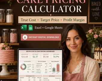 Bakery Spreadsheet, Recipe Pricing Tool for Excel and Google Sheets