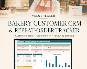 Home Bakery Customer CRM Spreadsheet | Repeat Order & Follow-Up Tracker, Cake Client Database | Excel Google Sheets Template