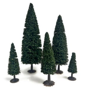 Set med 5 miniatyrmodeller av cederträ och tall – Avtagbara träd lämpliga för krigsspel, modelljärnvägslayouter, dioramor och gör-det-själv-projekt.