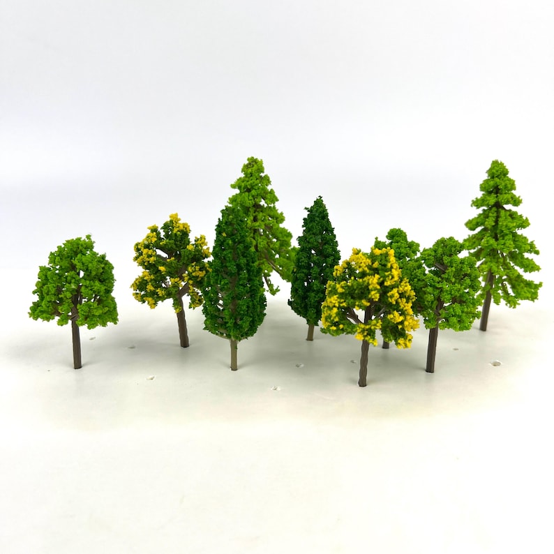 Model Tree Ukraine 9pcs Model Trees, Miniature Pine Trees, Mixed Scale Train Layout Trees ...