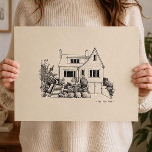 Custom House Portrait, House Line Drawing, Personalized Home Sketch, Hand Drawn Art, Housewarming Gift, New Home Gift, Realtor Closing Gift
