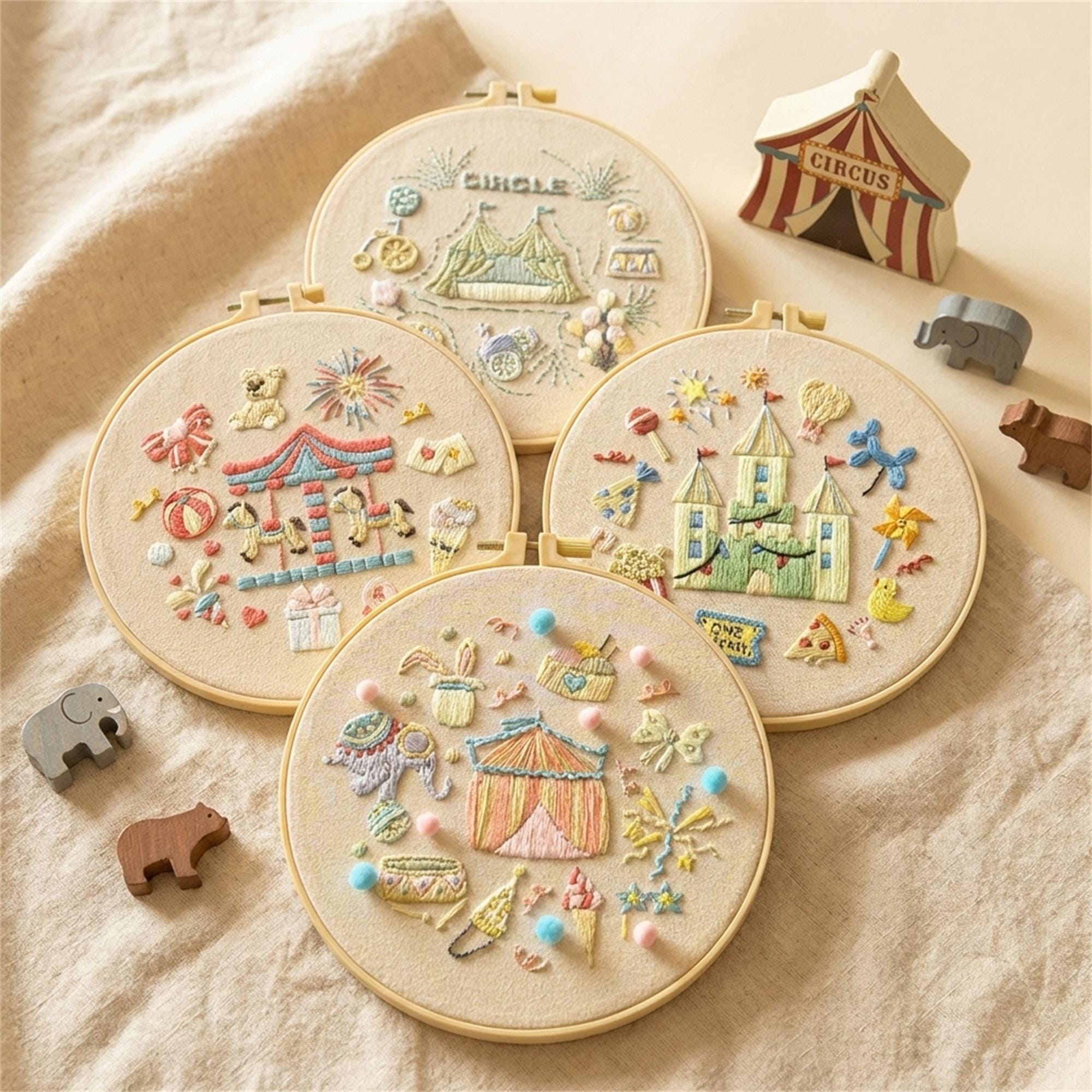 Circus Embroidery Kit with Hoop, Cute Carnival DIY Embroidery Set…