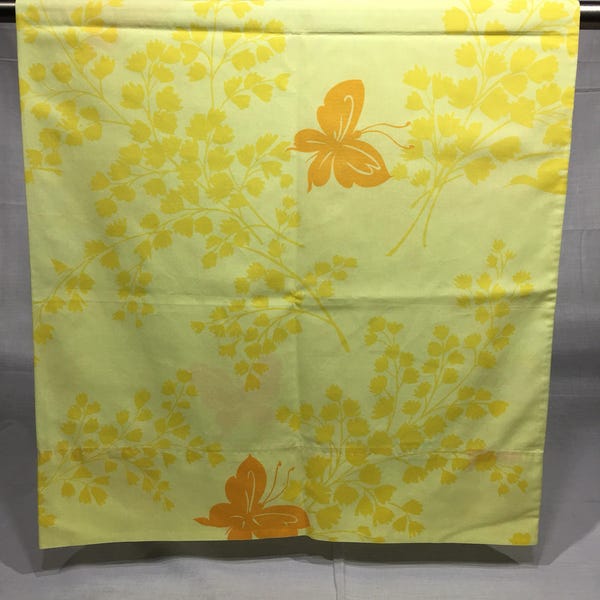 Vintage yellow butterfly pillowcase with yellow flowers and orange butterflies, bedding, linens, retro pillowcase, butterfly, Springmaid