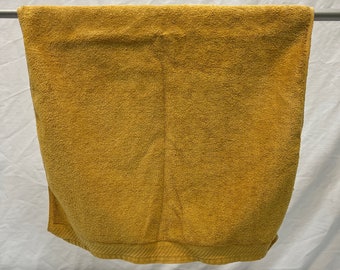 Vintage mosterdkleurige handdoek, effen kleur handdoeken, vintage badkamerhanddoek, gele kleur handdoek, retro, badkamer
