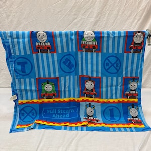 Vintage Twin Thomas the Train prześcieradło, kreskówka, Percy, Gordon, pościel, pościel, retro cartoon sheet, prześcieradło, płaskie prześcieradło, Dan River