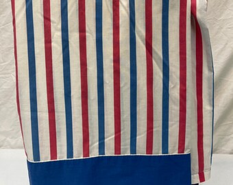 Vintage Cannon Twin Flat Sheet, Red White Blue Stripe Fabric (Cutter)