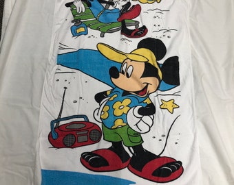 Vintage Mickey Mouse Beach Towel, Disney Retro Decor, goofy